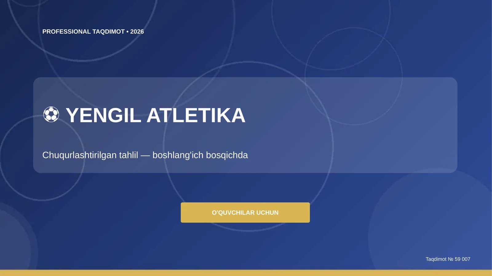 Yengil atletika: chuqurlashtirilgan tahlil (boshlang'ich bosqichda)