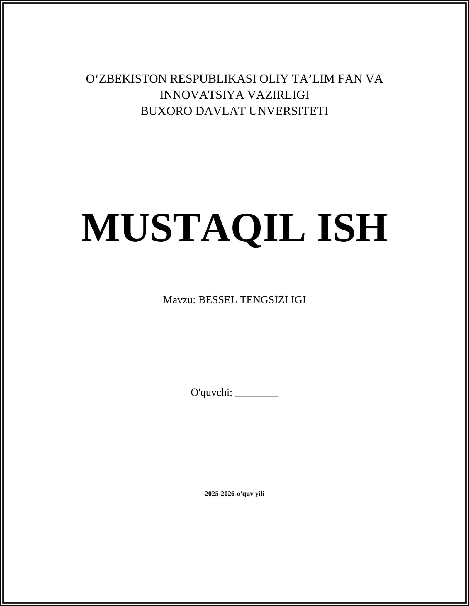 Bessel tengsizligi