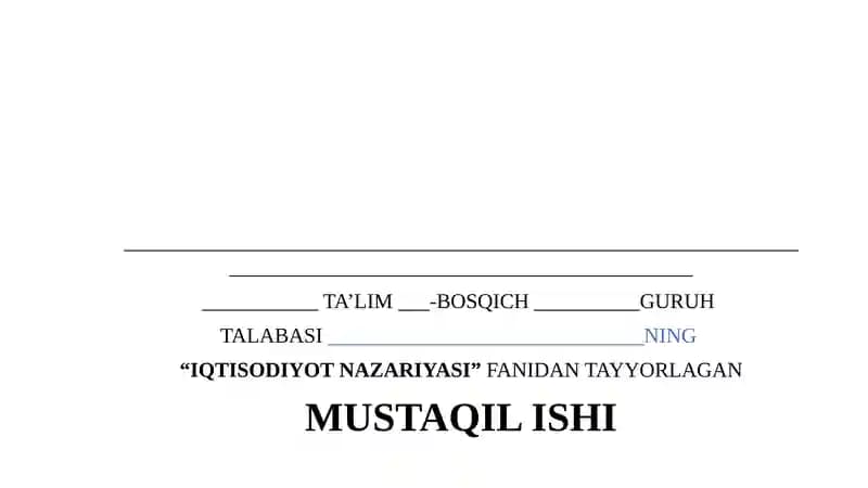 Milliy iqtisodiyotning muvozanatli va mutanosibli rivojlanishi
