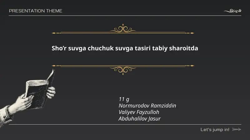 Sho'r suvga chuchuk suvga tasiri tabiy sharoitda