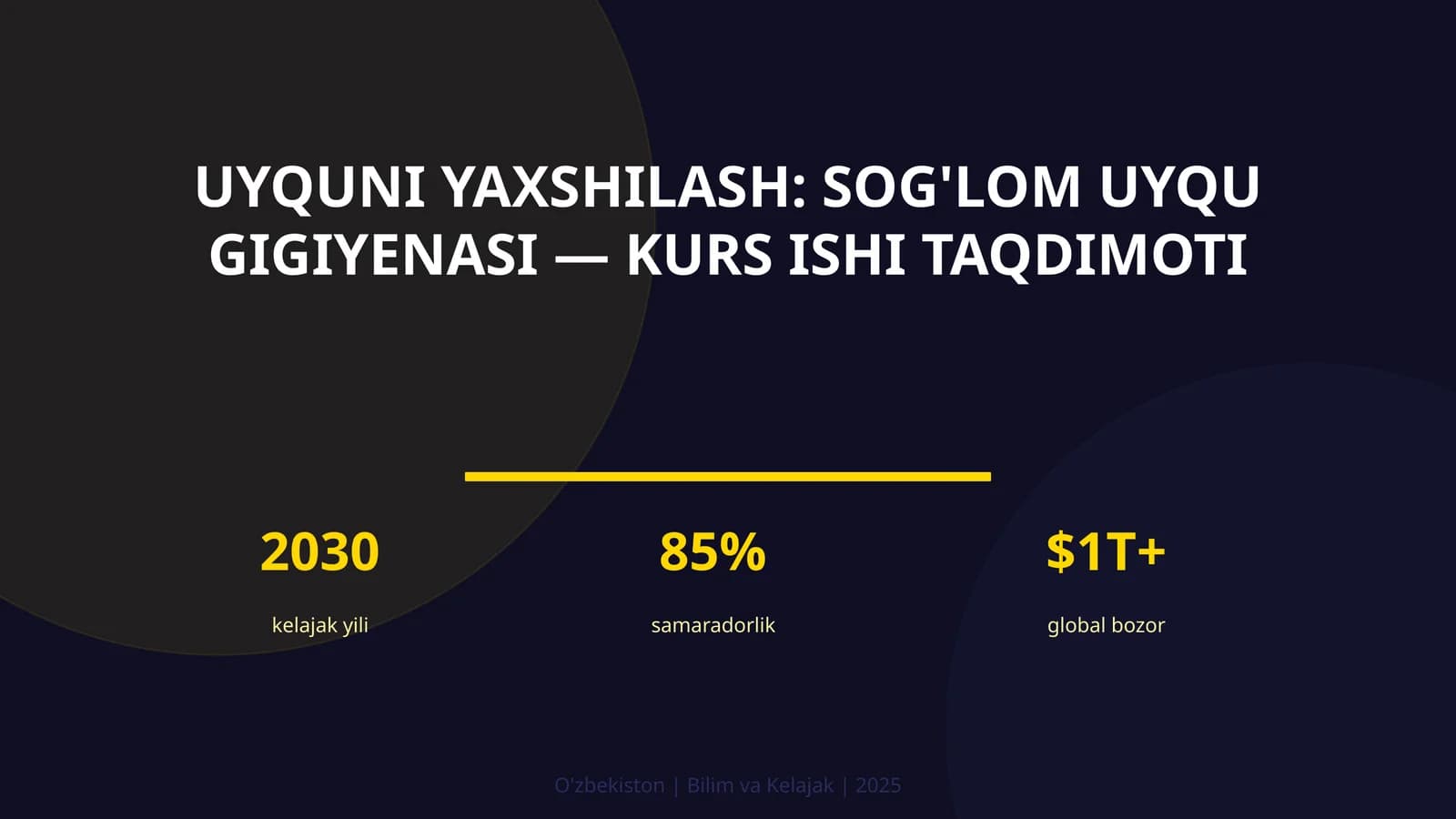 Uyquni yaxshilash: sog'lom uyqu gigiyenasi — kurs ishi taqdimoti