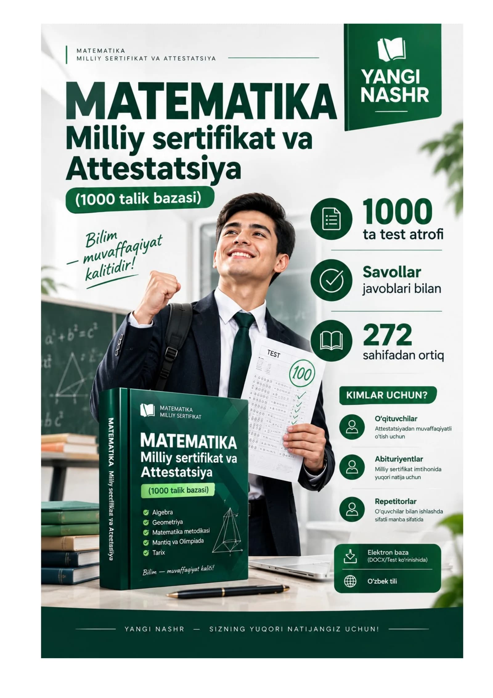 Matematika milliy sertifikat YANGI NASHR savollari javoblari bilan