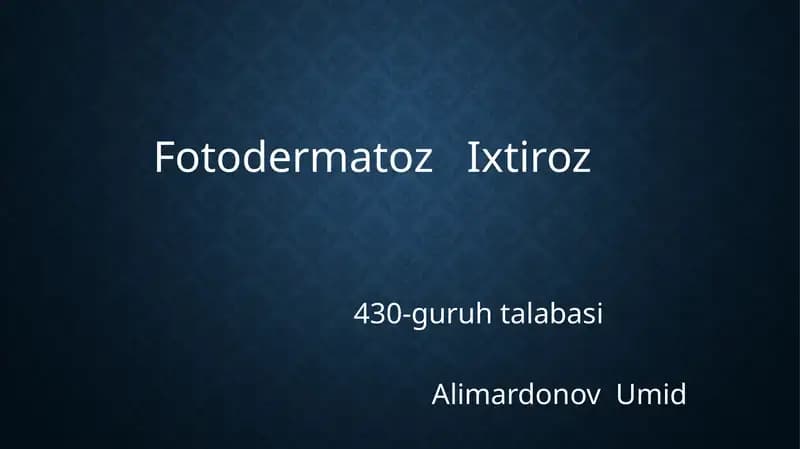 Fotodermatozlar