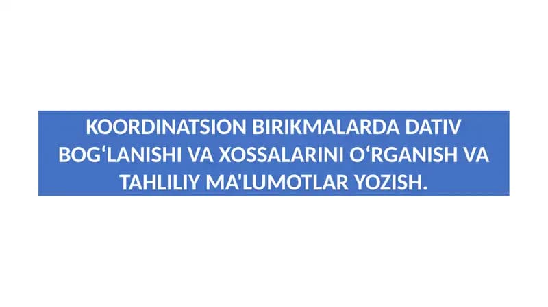 KOORDINATSION BIRIKMALARDA DATIV BOGʻLANISHI VA XOSSALARINI OʻRGANISH VA TAHLILIY MA'LUMOTLAR YOZISH