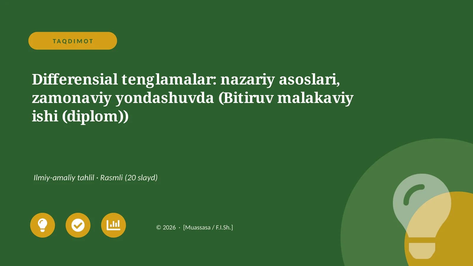 Differensial tenglamalar: nazariy asoslari, zamonaviy yondashuvda (Bitiruv malakaviy ishi)
