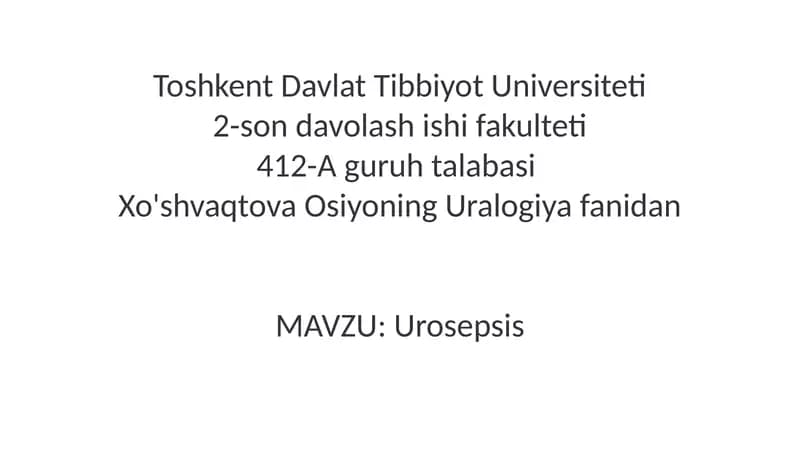 Urosepsis