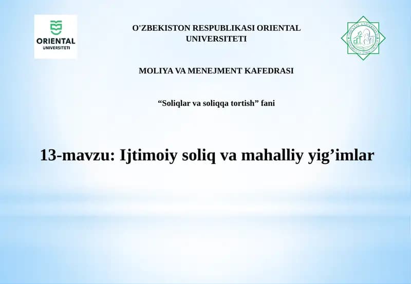 Ijtimoiysoliqningiqtisodiy mohiyati va soliq to‘lovchilari