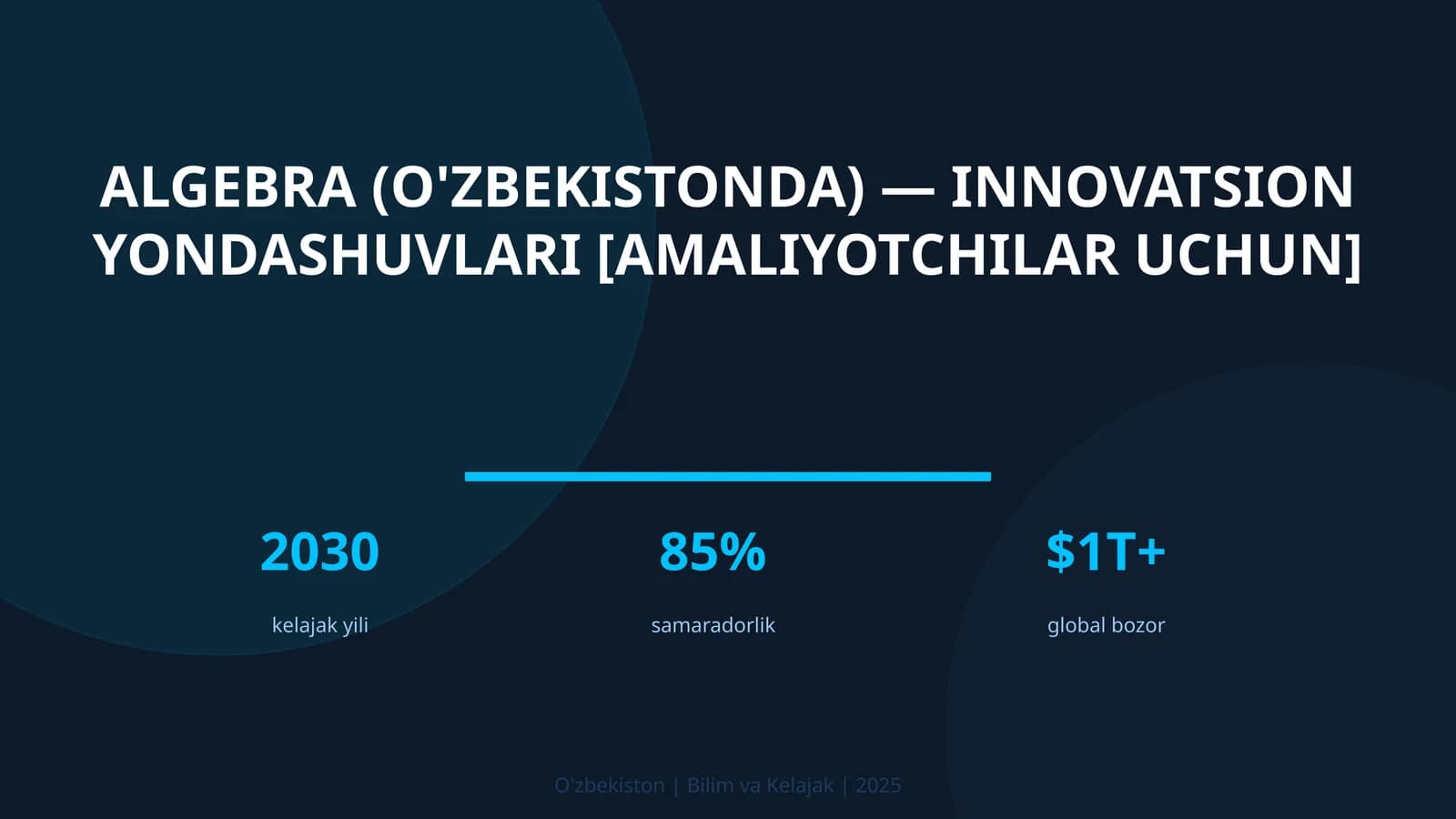 Algebra (O'zbekistonda) — innovatsion yondashuvlari [amaliyotchilar uchun]