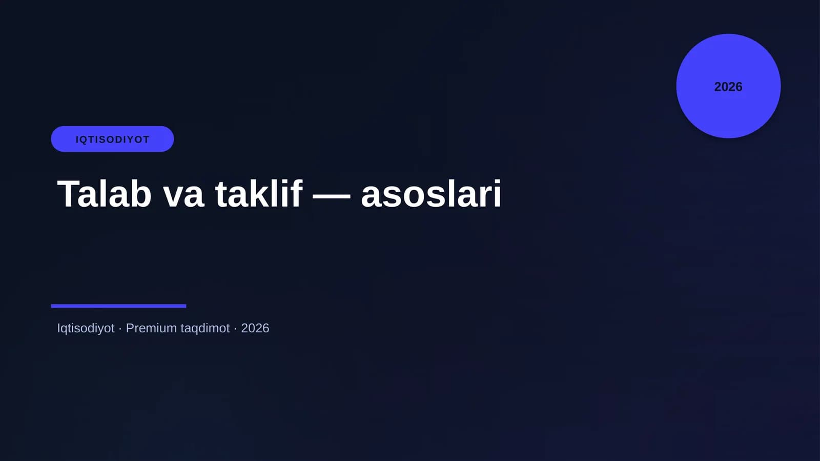 Talab va taklif — asoslari