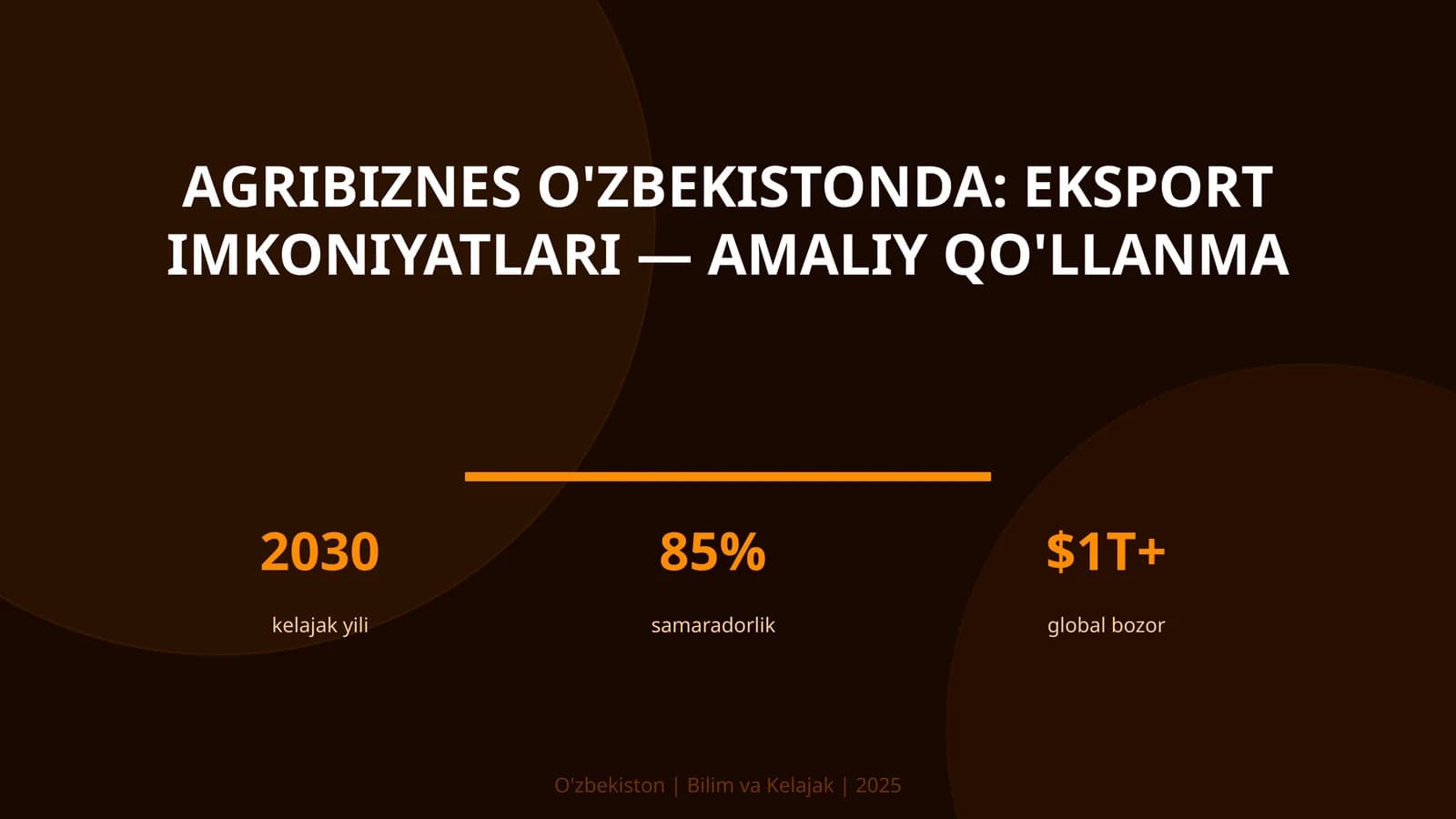 Agribiznes O'zbekistonda: eksport imkoniyatlari — amaliy qo'llanma