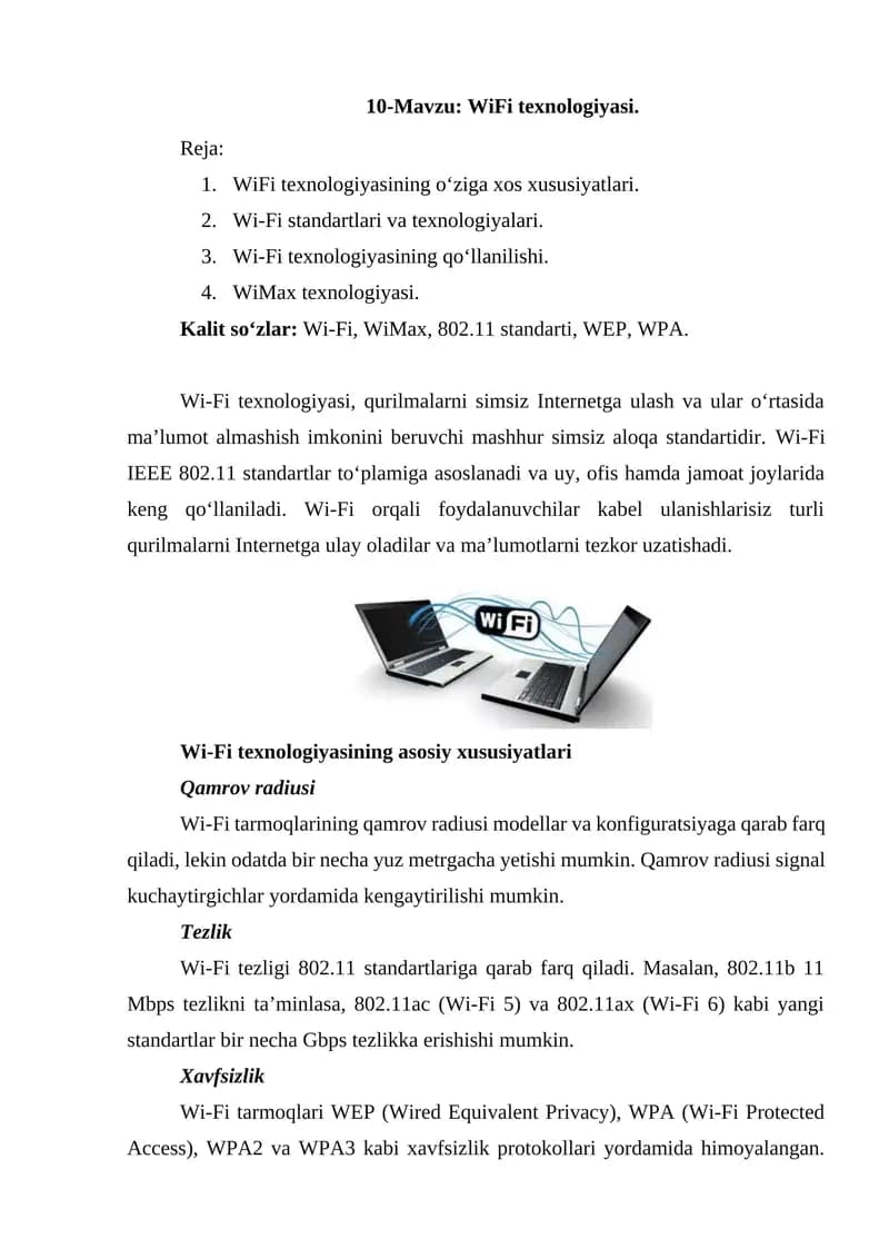 WiFi texnologiyasi