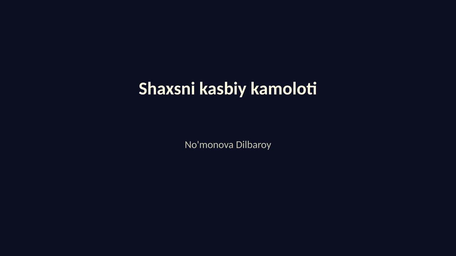Shaxsni Kasbiy Kamoloti