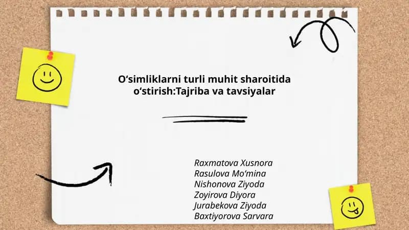 Oʻsimliklarni turli muhit sharoitida oʻstirish:Tajriba va tavsiyalar