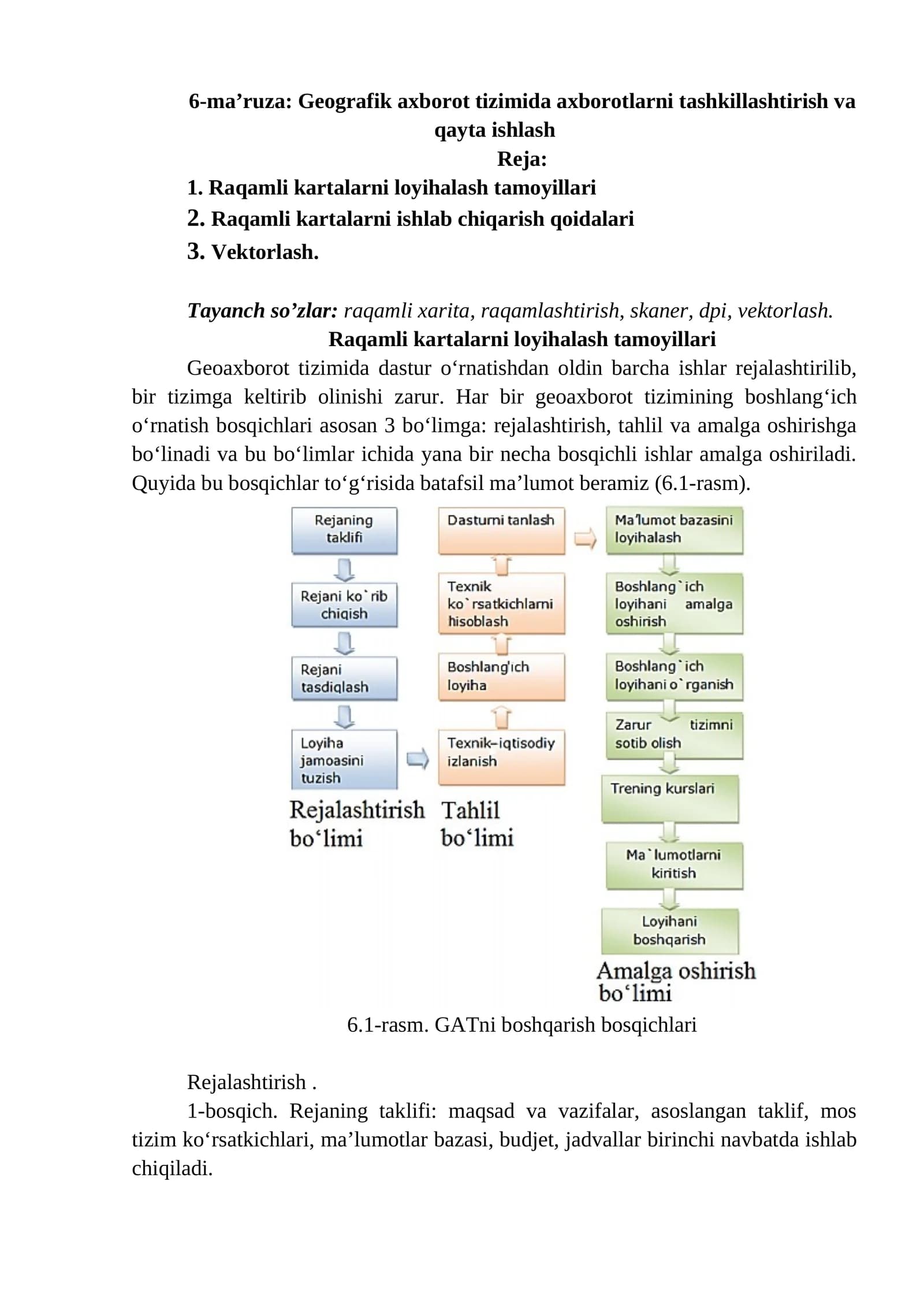 6-ma’ruza: Geografik axborot tizimida axborotlarni tashkillashtirish va qayta ishlash