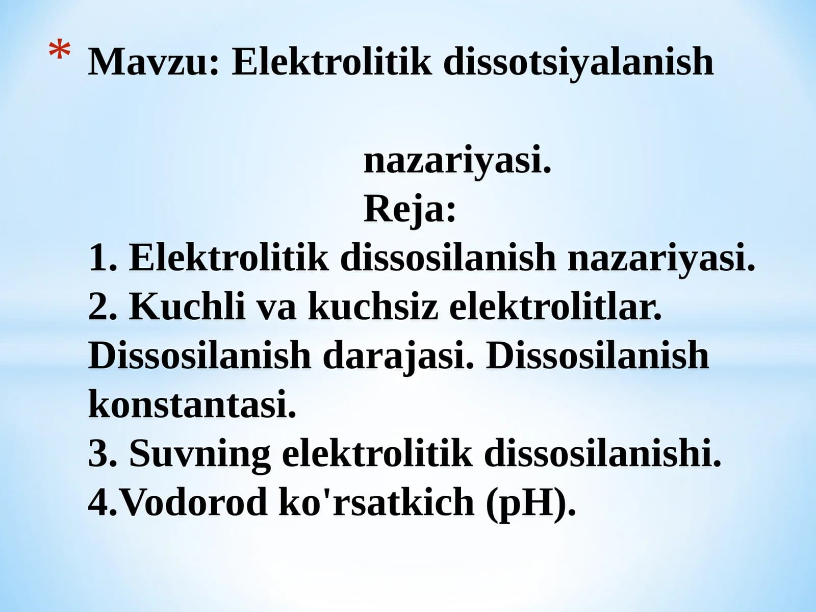 Elektrolitik dissotsiyalanish nazariyasi