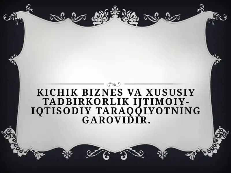 Kichik biznes va xususiy tadqiqotlar
