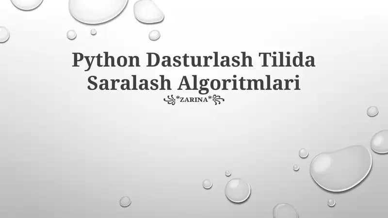 Python Dasturlash Tilida Saralash Algoritmlari