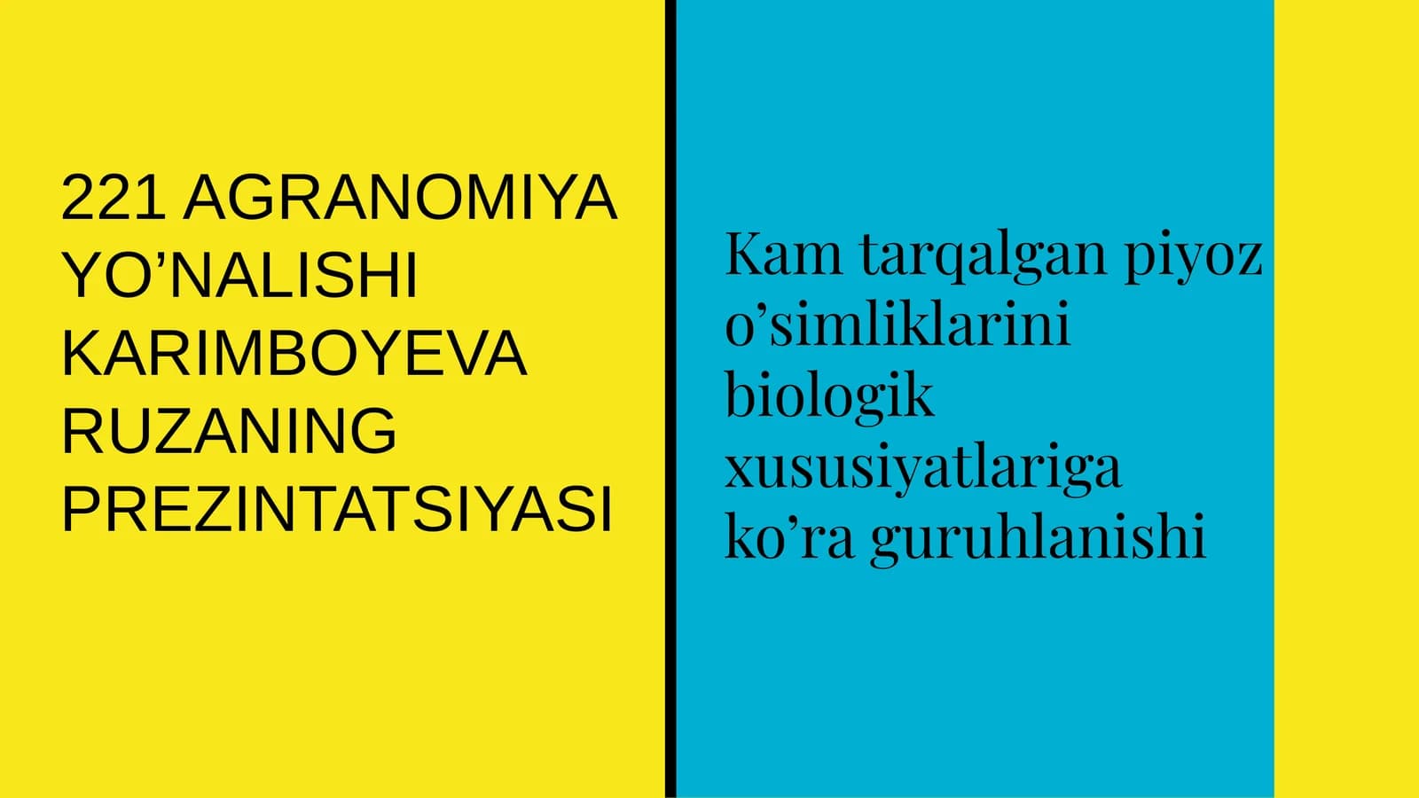 AGRANOMIYA YO’NALISHI