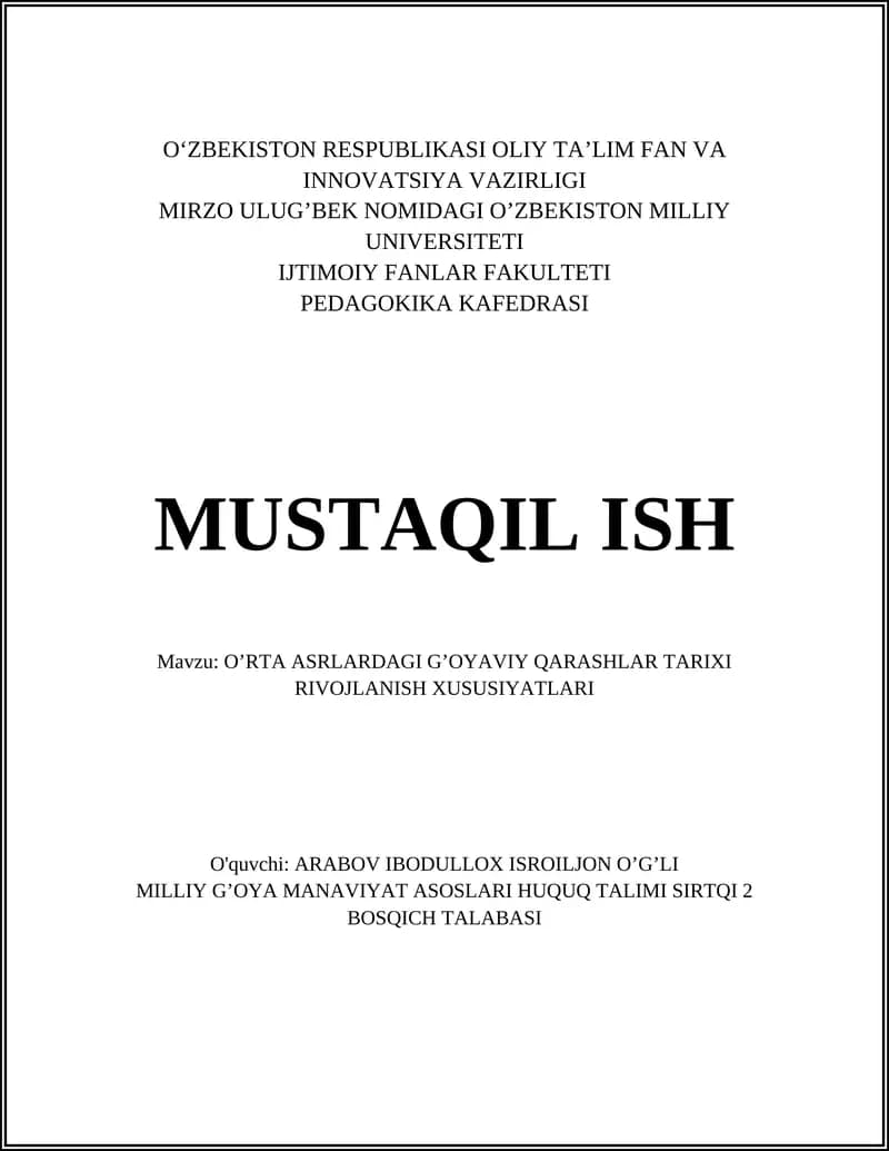 O'rta asrlardagi G'oyaviy Qarashlar Tarixi Rivojlanish Xususiyatlari