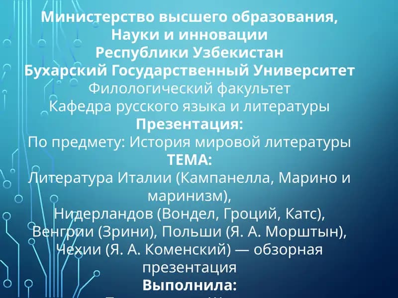 Презентация: История мировой литературы