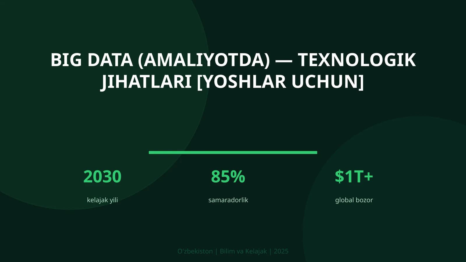 Big Data (amaliyotda) — texnologik jihatlari [yoshlar uchun]