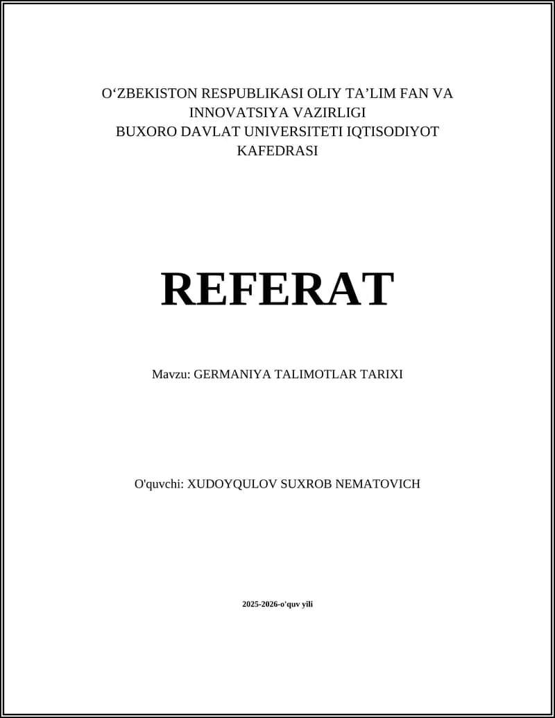 GERMANIYA TALIMOTLAR TARIXI