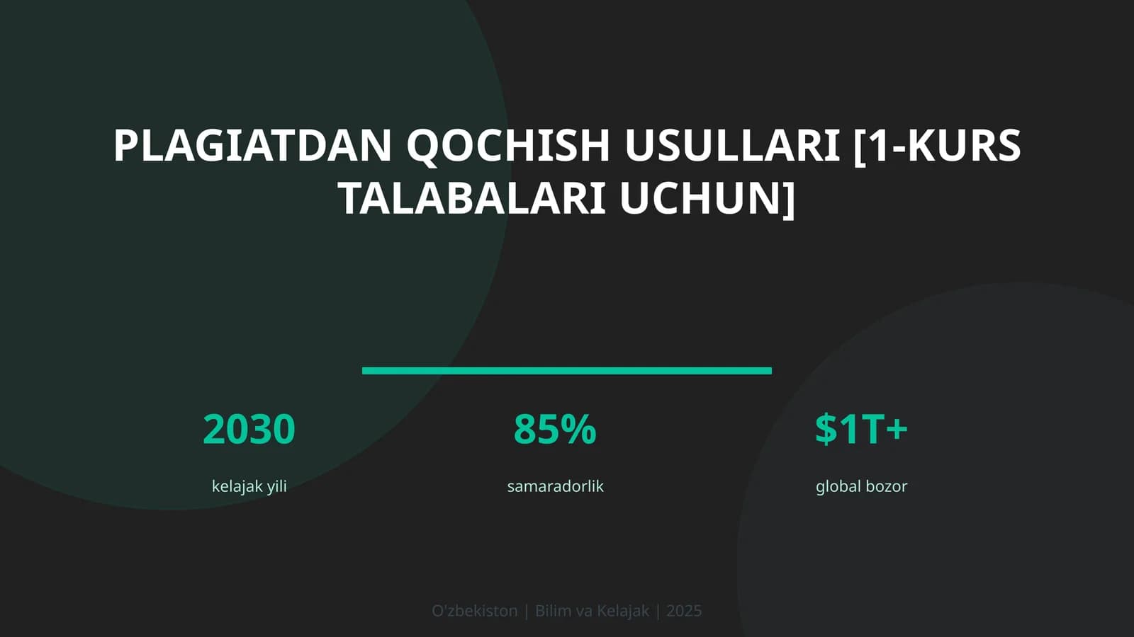 Plagiatdan qochish usullari [1-kurs talabalari uchun]