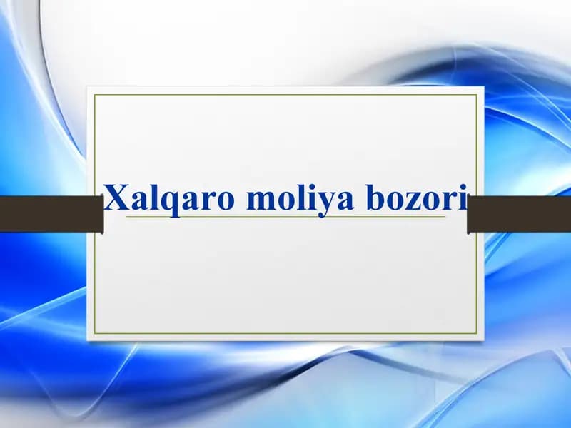 Xalqaro moliya bozori