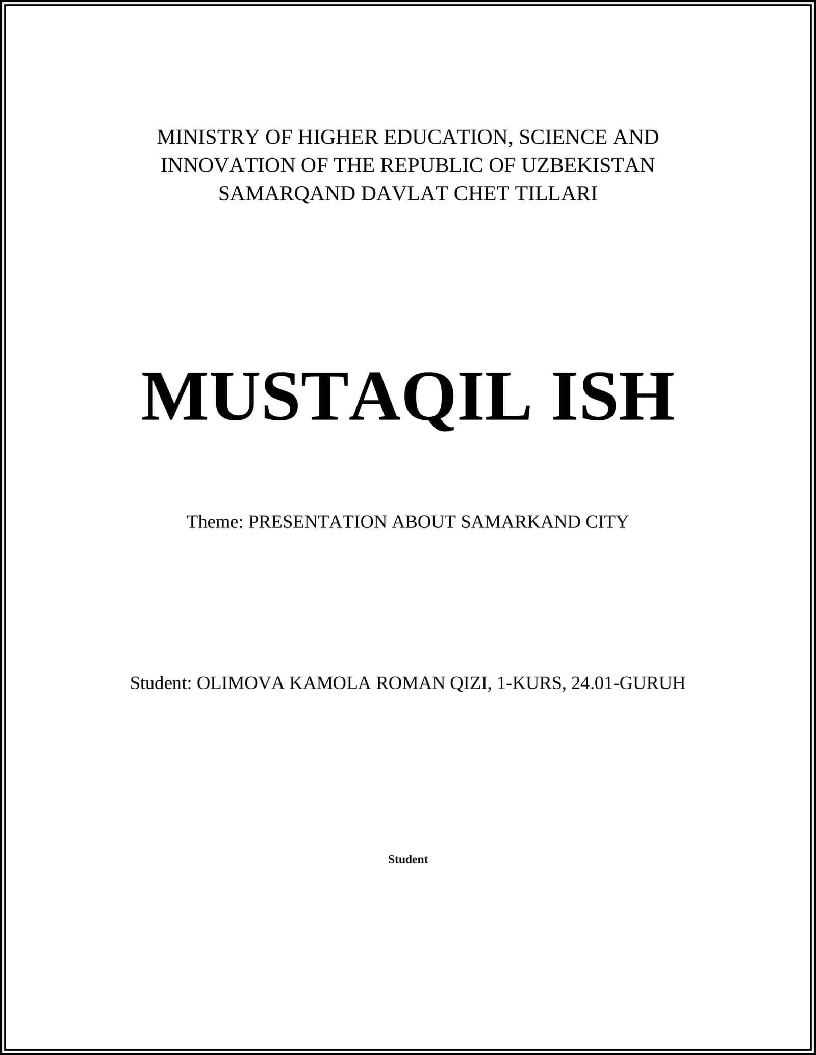 Presentation about Samarkand City