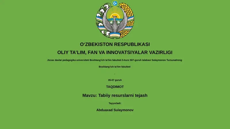 Tabiiy resurslarni tejash