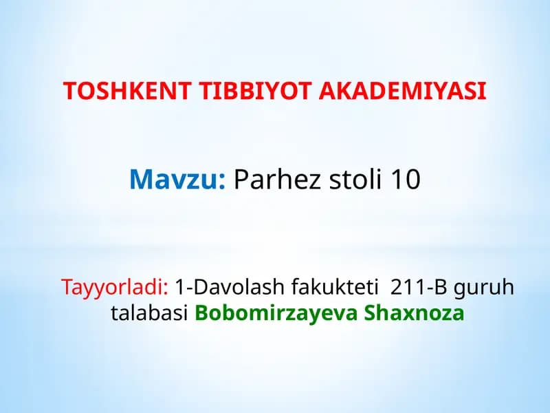 Parhez stoli 10