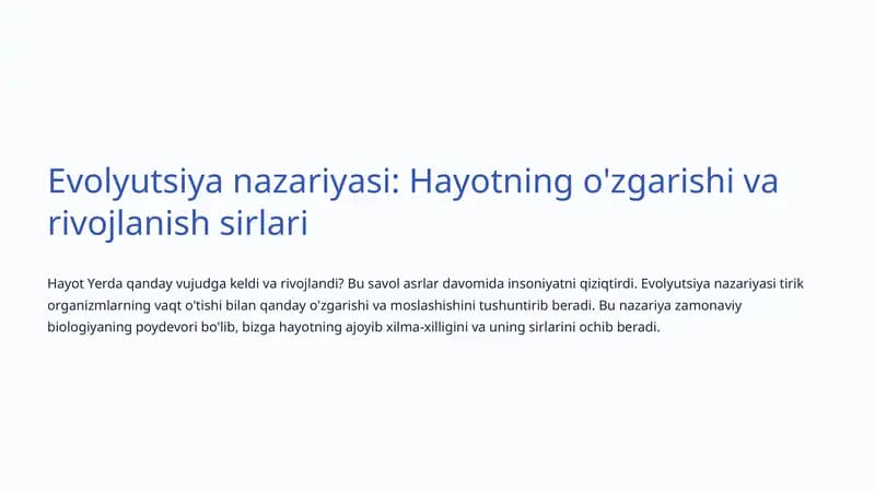 Evolyutsiya nazariyasi