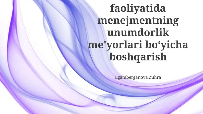 Mahsuldorlik standartlari