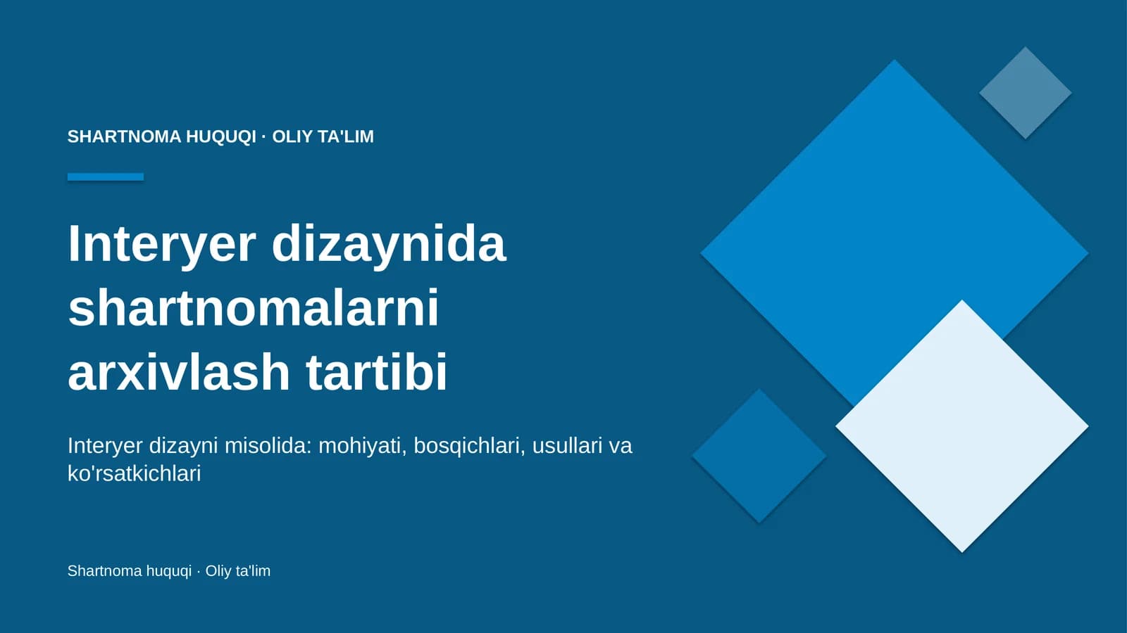 Interyer dizaynida shartnomalarni arxivlash tartibi