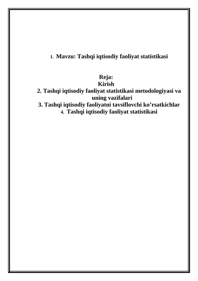 Tashqi iqtisodiy faoliyat statistikasi
