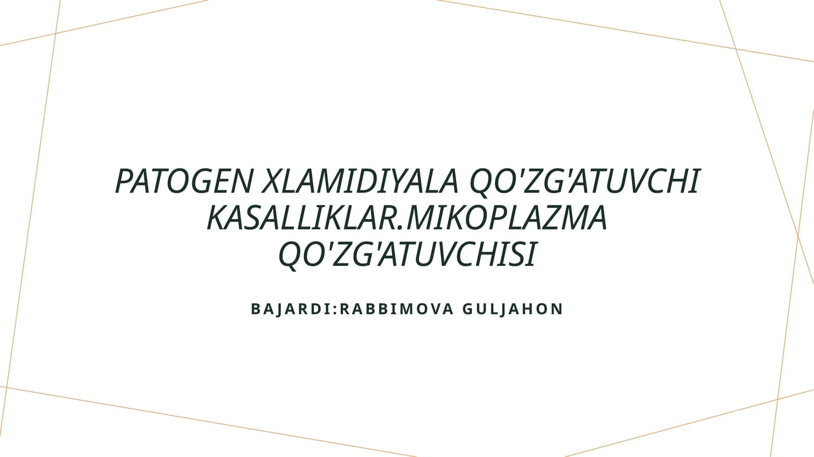 Xlamidiyalalar va Mikoplazma Patogenlarining Biologiyasi