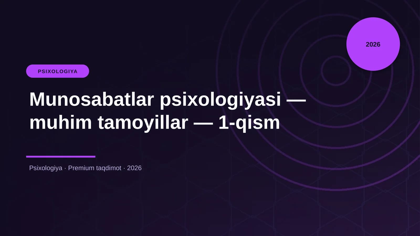 Munosabatlar psixologiyasi — muhim tamoyillar — 1-qism
