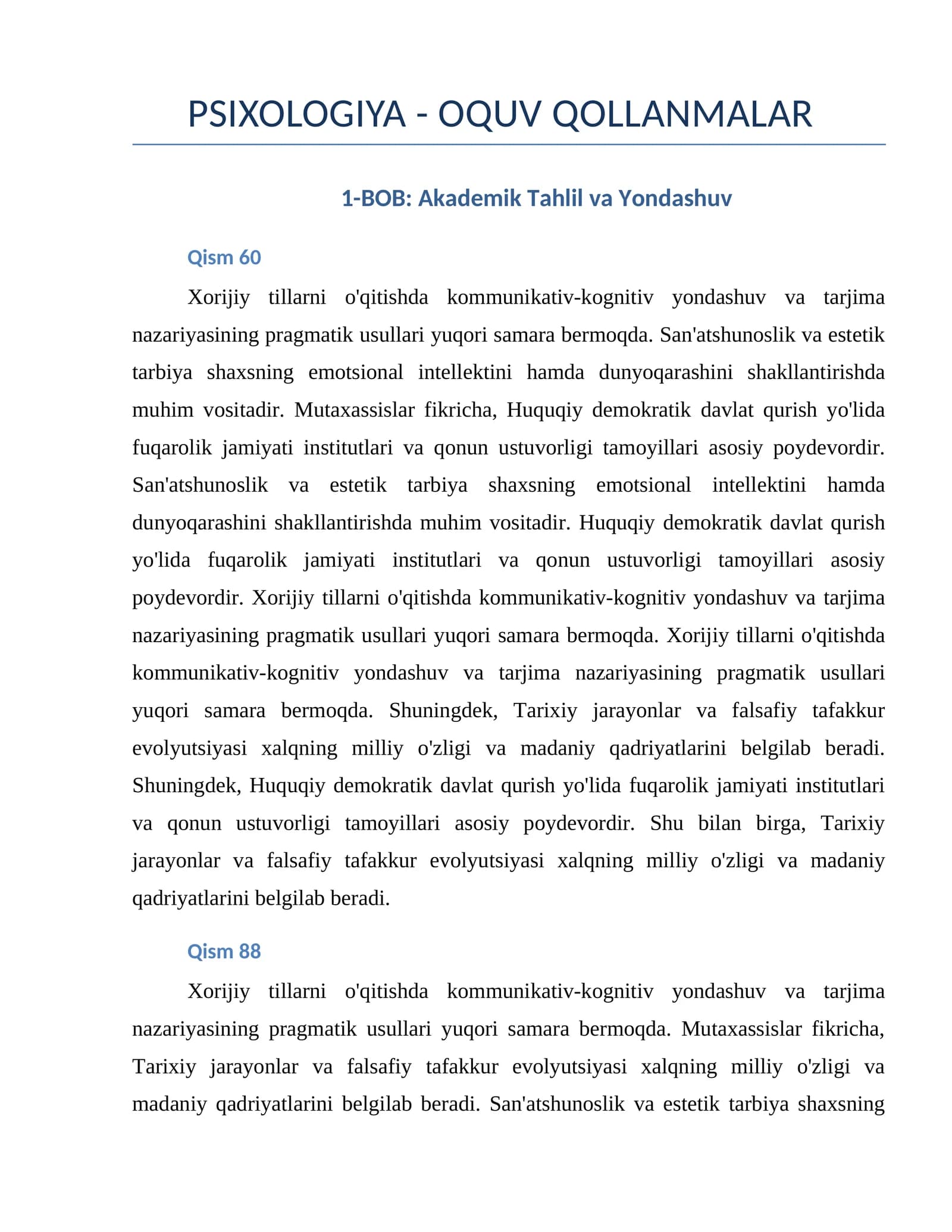 Akademik Tahlil va Yondashuv