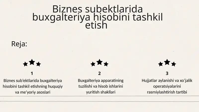 Biznes subektlarida buxgalteriya hisobini tashkil etish