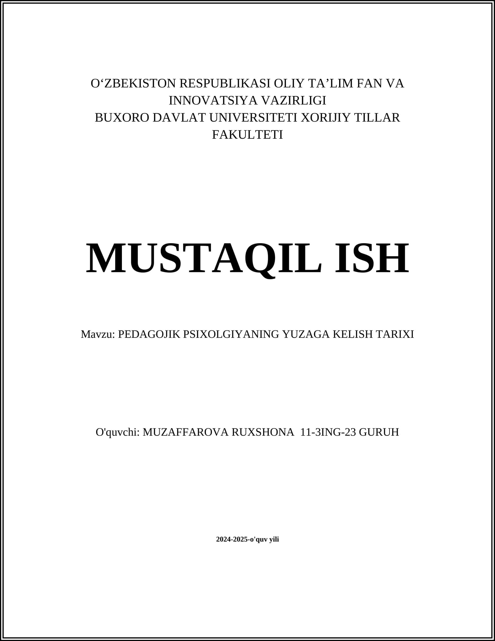 Pedagogik psixologiyani o'rganish