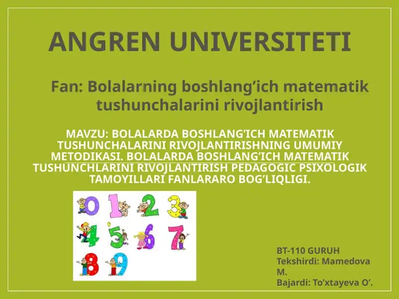 Boshlang`ich matematika kursi