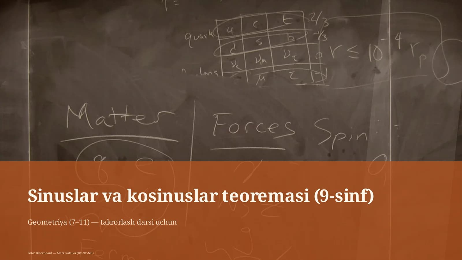 Sinuslar va kosinuslar teoremasi (9-sinf)