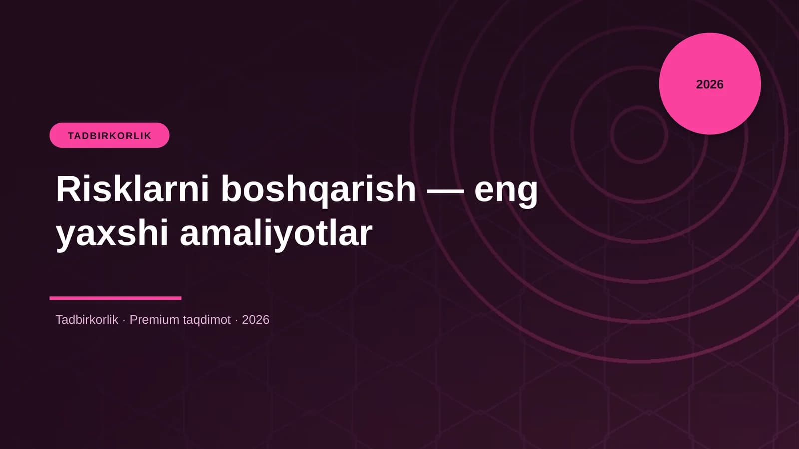 Risklarni boshqarish — eng yaxshi amaliyotlar