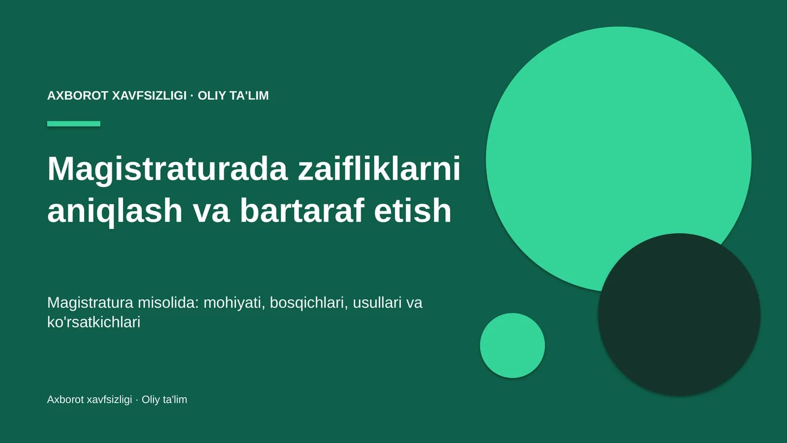 Magistraturada zaifliklarni aniqlash va bartaraf etish