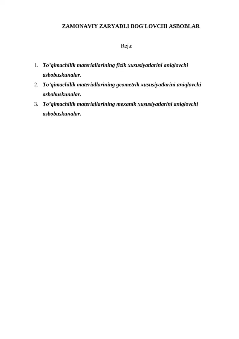 ZAMONAVIY ZARYADLI BOG'LOVCHI ASBOBLAR