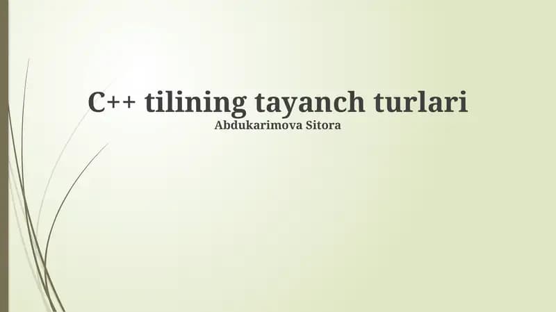C++ tilining tayanch turlari