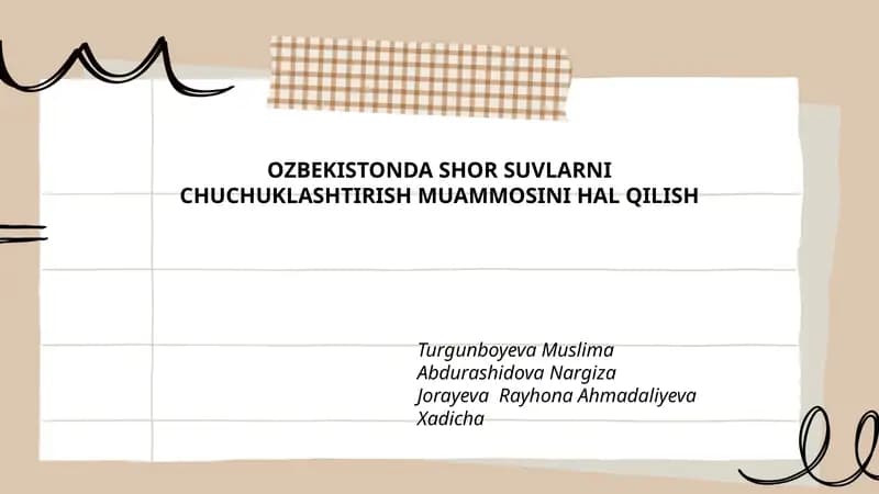 O'zbekistonda shor suvlarni chuchuklashtirish muammosini hal qilish