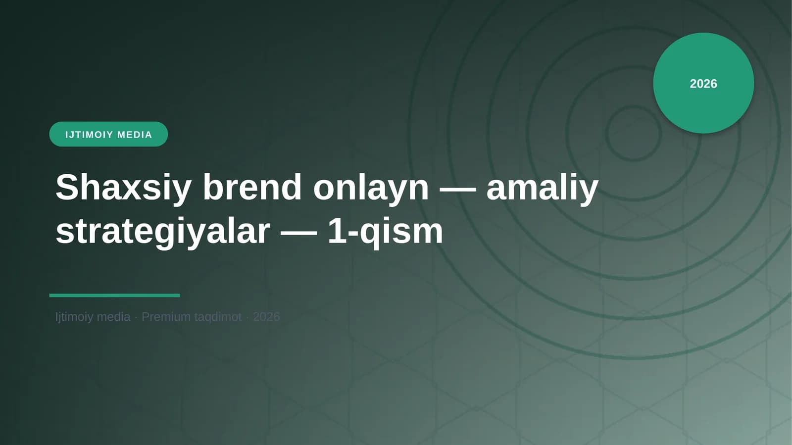 Shaxsiy brend onlayn — amaliy strategiyalar — 1-qism