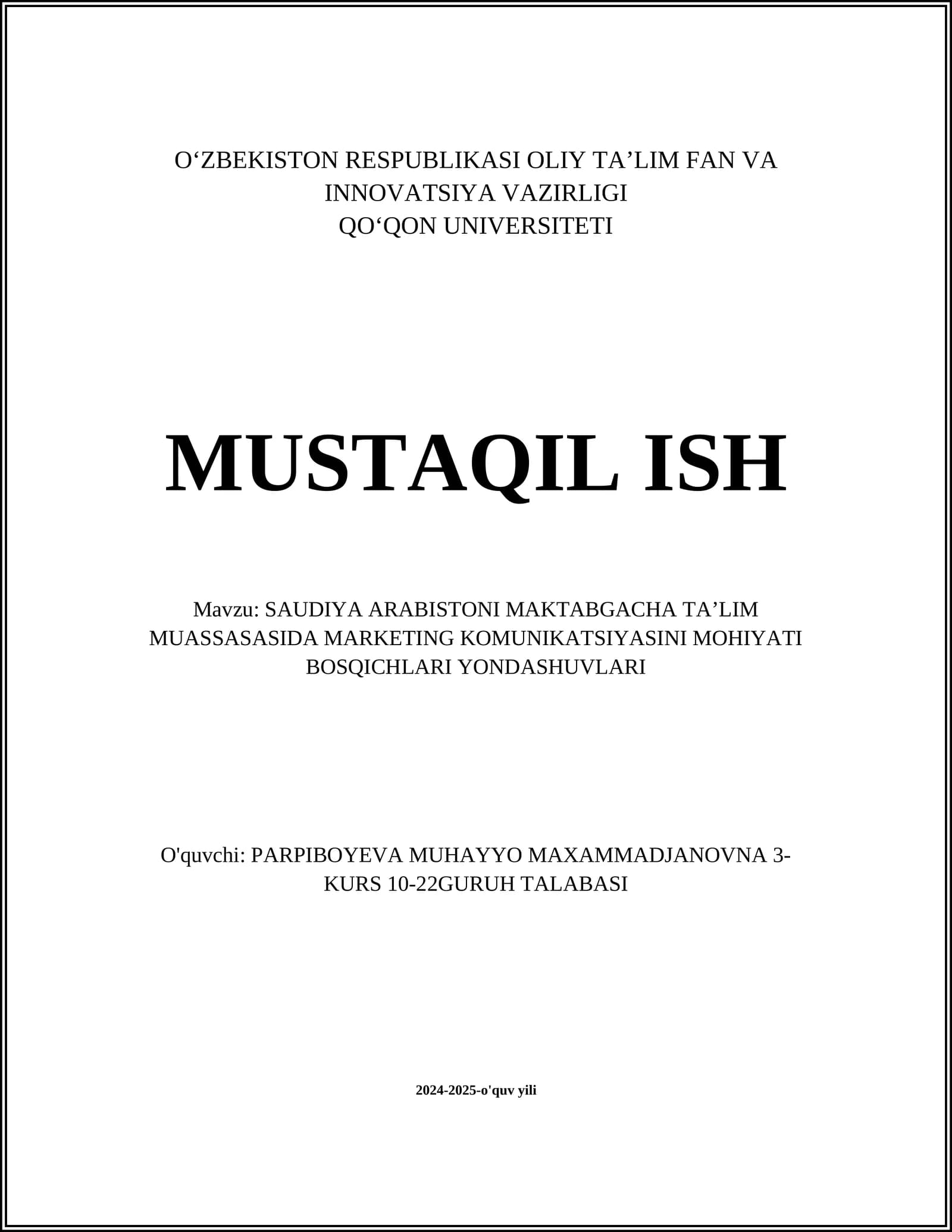 MARKETING KOMUNIKATSIYASINI MOHIYATI BOSQICHLARI YONDASHUVLARI
