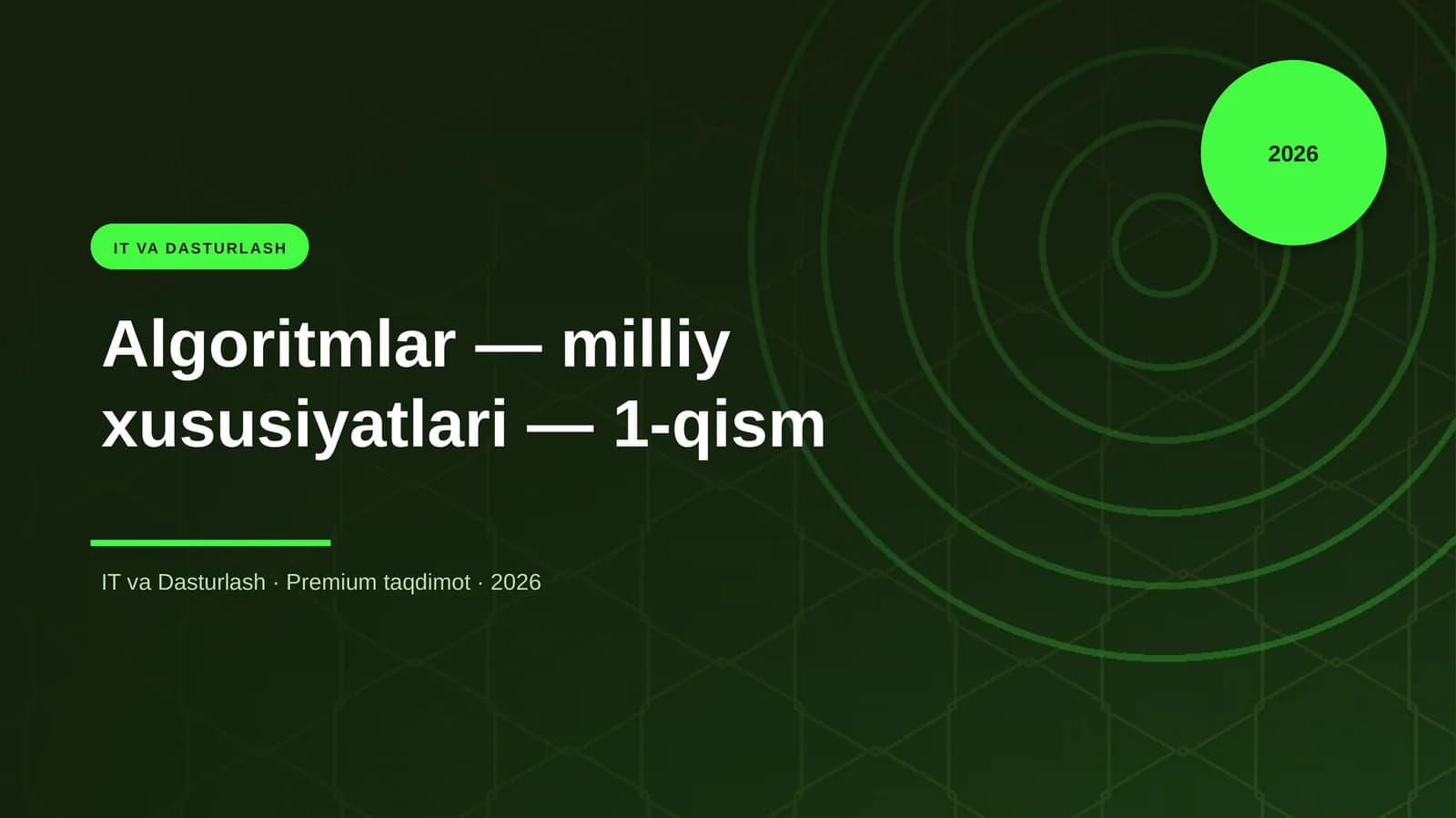 Algoritmlar — milliy xususiyatlari — 1-qism